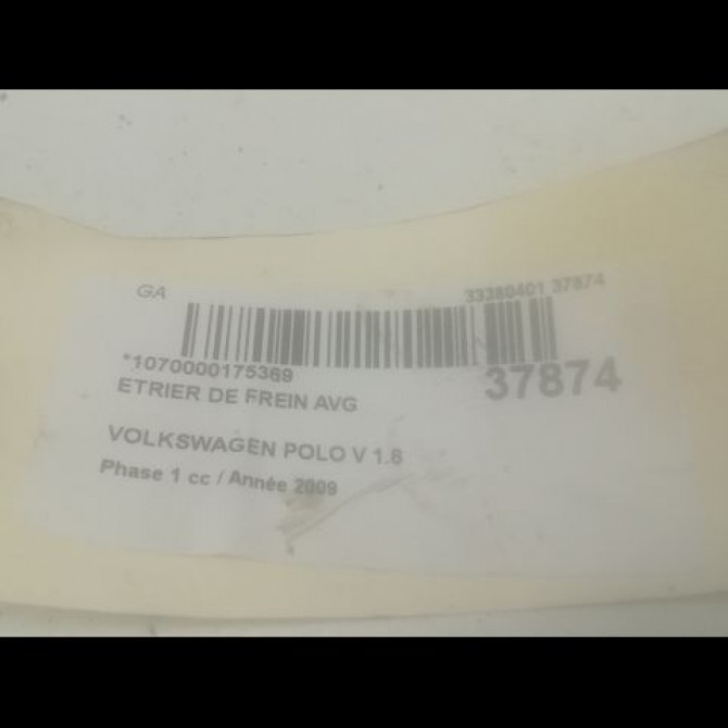 Etrier de frein avant gauche occasion VOLKSWAGEN POLO V POLO V Phase 1 2009-09-01->2014-05-31 1.6 TDI 90 1K0615123D 3