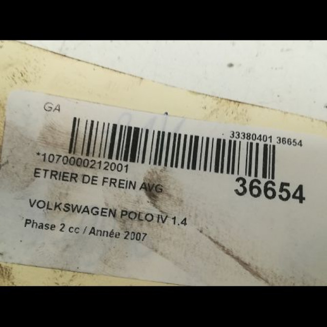 Etrier de frein avant gauche occasion VOLKSWAGEN POLO IV Phase 2 05-2005->09-2009 1.4 TDI 80ch 1K0615123D 3