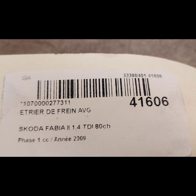 Etrier de frein avant gauche occasion SKODA FABIA II Phase 1 05-2007->03-2010 1.4 TDI 80ch 1K0615123D 3