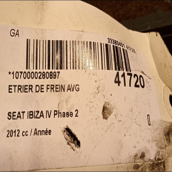 Etrier de frein avant gauche occasion SEAT IBIZA IV IBIZA IV Phase 2 2012-02-01->2016-03-31 1K0615123D 3