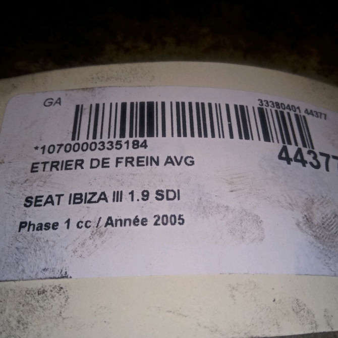 Etrier de frein avant gauche occasion SEAT IBIZA III Phase 1 03-2002->03-2006 1.9 SDI 1K0615123D 3