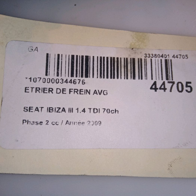 Etrier de frein avant gauche occasion SEAT IBIZA III Phase 2 03-2006->06-2009 1.4 TDI 70ch 1K0615123D 4