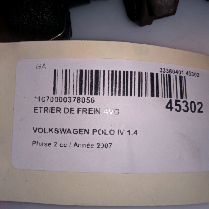 Etrier de frein avant gauche occasion VOLKSWAGEN POLO IV Phase 2 05-2005->09-2009 1.4 TDI 70ch 1K0615123D 4