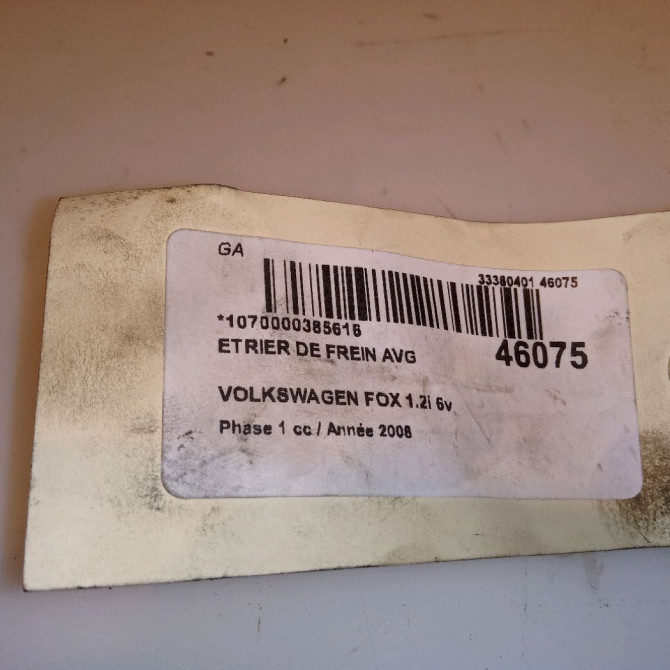 Etrier de frein avant gauche occasion VOLKSWAGEN FOX Phase 1 06-2005->09-2011 1.2i 6v 55ch 1K0615123D 4