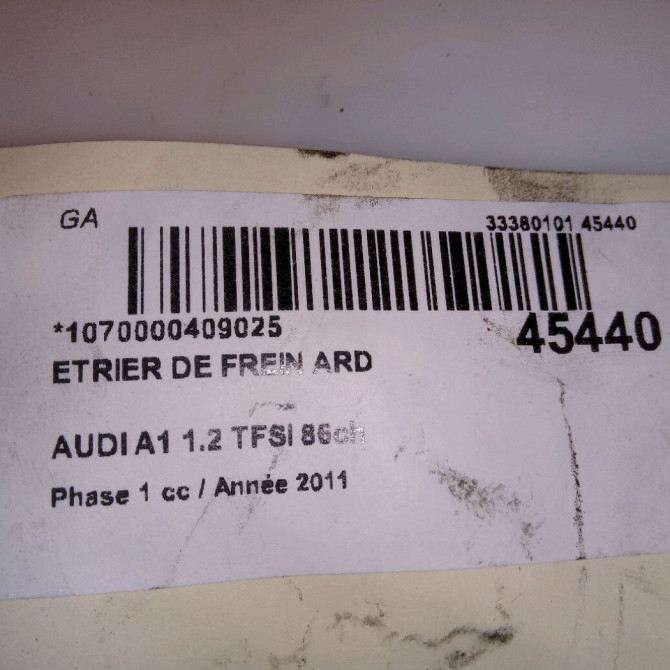 Etrier de frein arrière droit occasion AUDI A1 Phase 1 06-2010->03-2015 1.2 TFSI 86ch 6R0615424 5
