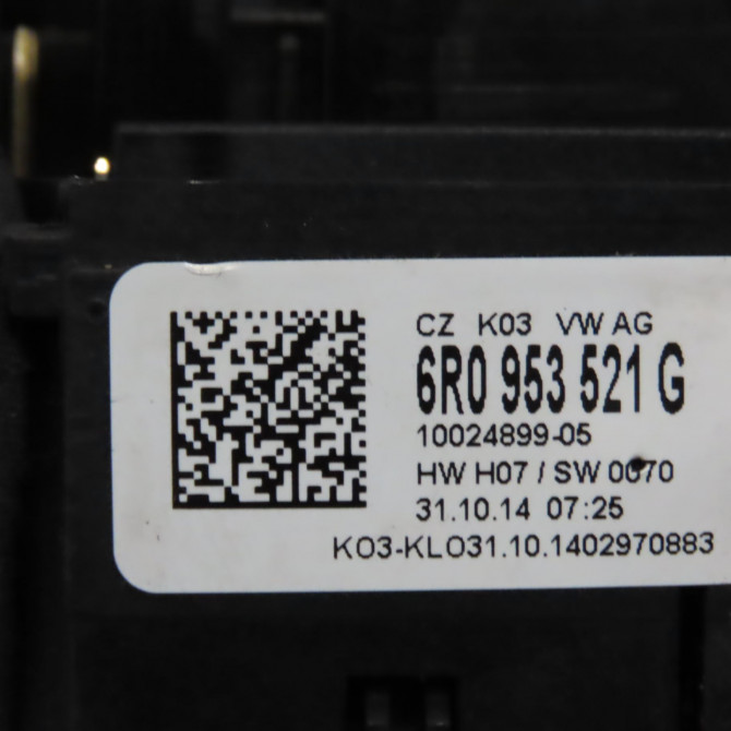 Bloc commodos occasion SEAT IBIZA IV IBIZA IV Phase 2 2012-02-01->2016-03-31 1.2 TSI 105ch 6R0953507G9B9 5