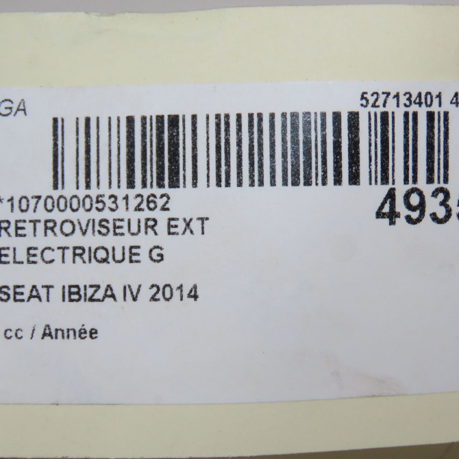 Retroviseur exterieur electrique gauche occasion SEAT IBIZA IV IBIZA IV Phase 2 2012-02-01->2016-03-31 1.2 TSI 105ch 6J1857507H9B9 5