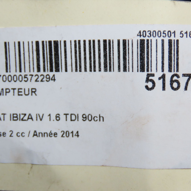 Compteur occasion SEAT IBIZA IV IBIZA IV Phase 2 2012-02-01->2016-03-31 1.6 TDI 90ch 6J0920806L 6