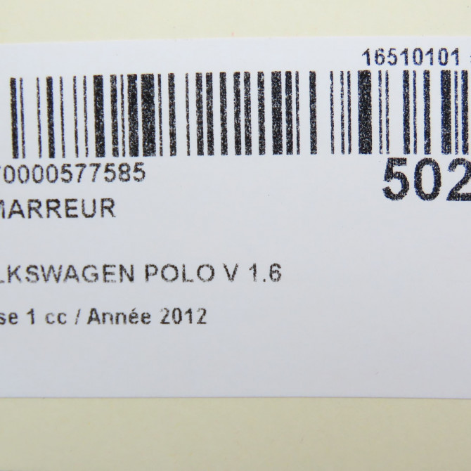 Démarreur occasion VOLKSWAGEN POLO V POLO V Phase 1 2009-09-01->2014-05-31 1.6 TDI 90 2Z911024K 7