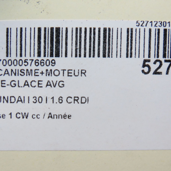 Mecanisme+moteur leve-glace avg occasion HYUNDAI I 30 I Phase 1 04-1995->04-1999 1.6 CRDI 115ch 824712L001 8
