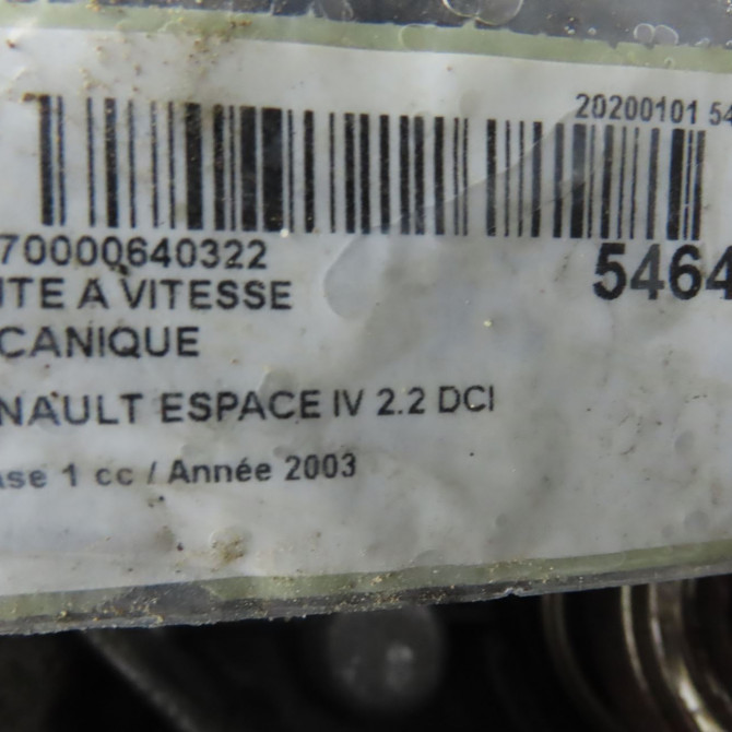 Boîte à vitesse mecanique occasion RENAULT ESPACE IV Phase 1 09-2002->03-2006 2.2 DCI 150ch 7701478256 8