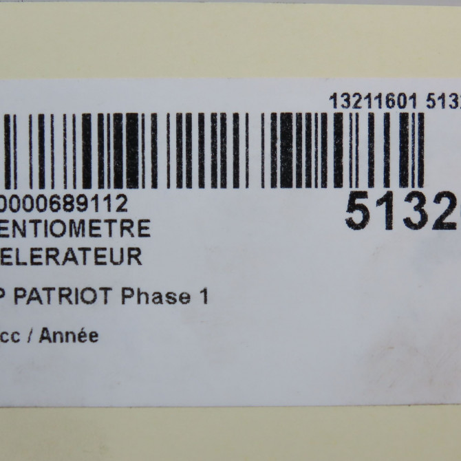 Potentiometre accelerateur occasion JEEP PATRIOT Phase 1 11-2007->12-2010 6