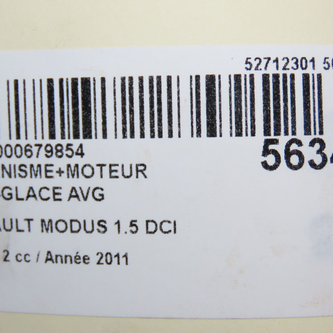 Mecanisme+moteur leve-glace avg occasion RENAULT MODUS Phase 2 01-2008->12-2012 1.5 DCI 75ch 8200748377 5