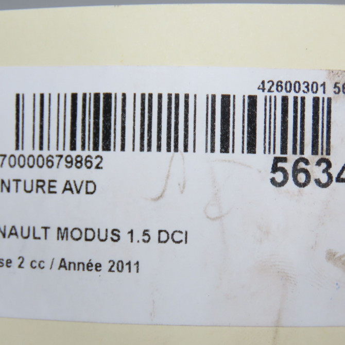 Ceinture avant droite occasion RENAULT MODUS Phase 2 01-2008->12-2012 1.5 DCI 75ch 8200838275 7