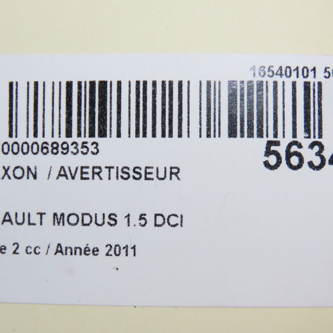 Klaxon  / avertisseur occasion RENAULT MODUS Phase 2 01-2008->12-2012 1.5 DCI 75ch 8200313364 5