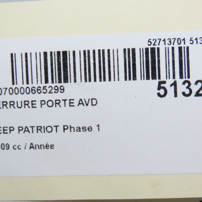 Serrure porte avd occasion JEEP PATRIOT Phase 1 11-2007->12-2010 5