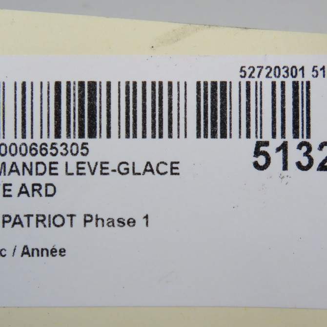 Commande leve-glace porte arrière droite occasion JEEP PATRIOT Phase 1 11-2007->12-2010 5