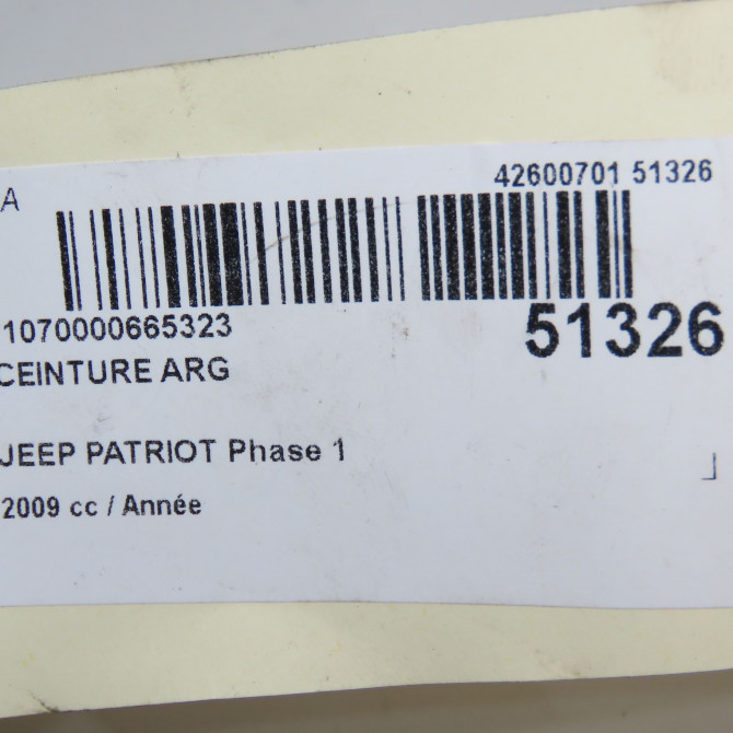Ceinture arrière gauche occasion JEEP PATRIOT Phase 1 11-2007->12-2010 7