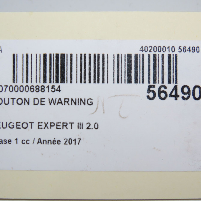 Bouton de warning occasion PEUGEOT EXPERT III phase 1 03-2016->... 2.0 BLUEHDI 120ch 98091816ZD 5
