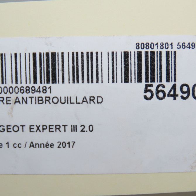 Phare antibrouillard avant gauche occasion PEUGEOT EXPERT III phase 1 03-2016->... 2.0 BLUEHDI 120ch 6