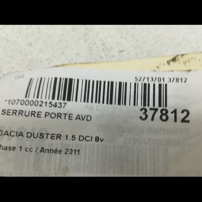 Serrure porte avd occasion DACIA DUSTER Phase 1 03-2010->12-2013 1.5 DCI 8v 110ch 8200735224 3