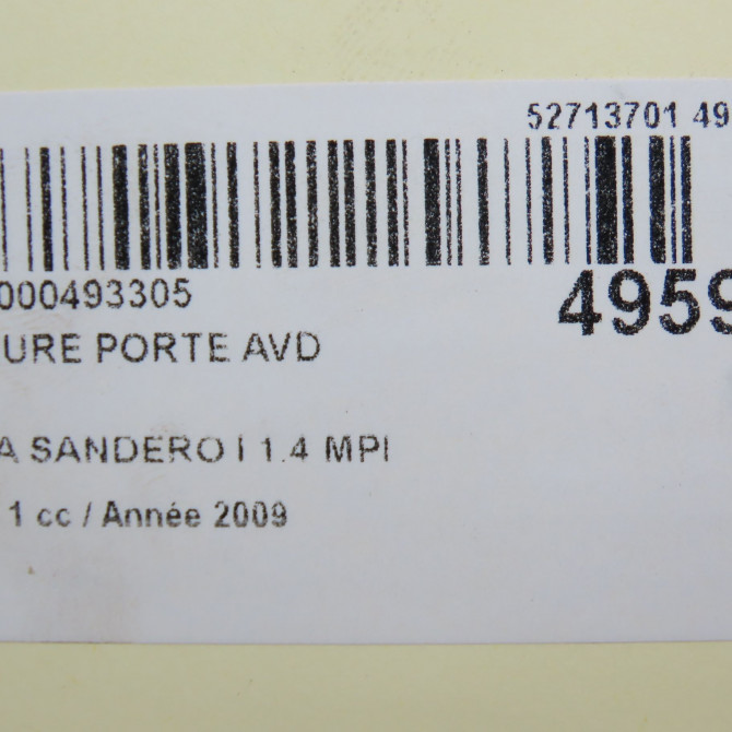 Serrure porte avd occasion DACIA SANDERO I Phase 1 06-2008->10-2012 1.4 MPI 75ch 8200735224 5