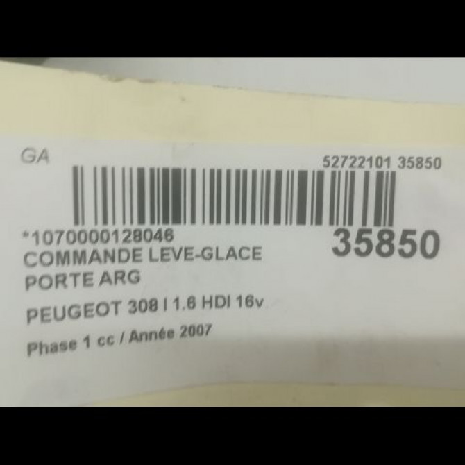 Commande leve-glace porte arrière gauche occasion PEUGEOT 308 I Phase 1 09-2007->03-2011 1.6 HDI 16v 110ch 649031 3