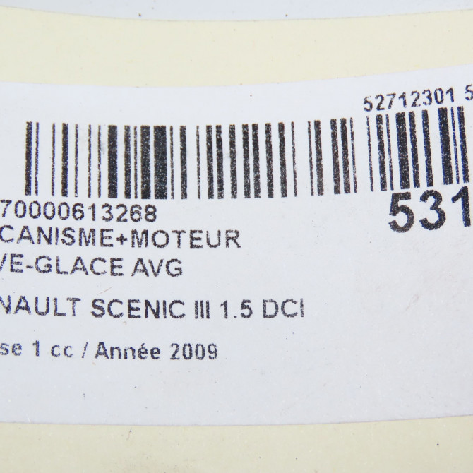 Mecanisme+moteur leve-glace avg occasion RENAULT SCENIC III Phase 1 04-2009->11-2011 1.5 DCI 105ch 807212569R 7