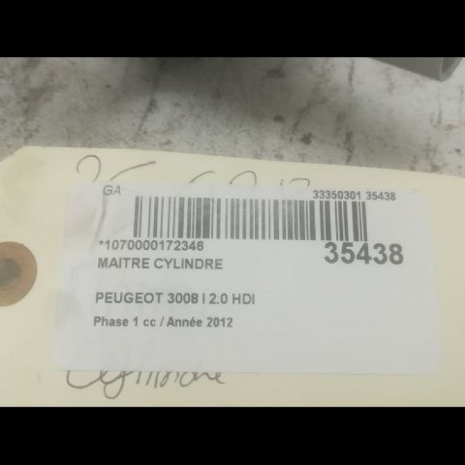 Maitre cylindre occasion PEUGEOT 3008 I Phase 1 04-2009->12-2013 2.0 HDI 163ch 4601T1 3