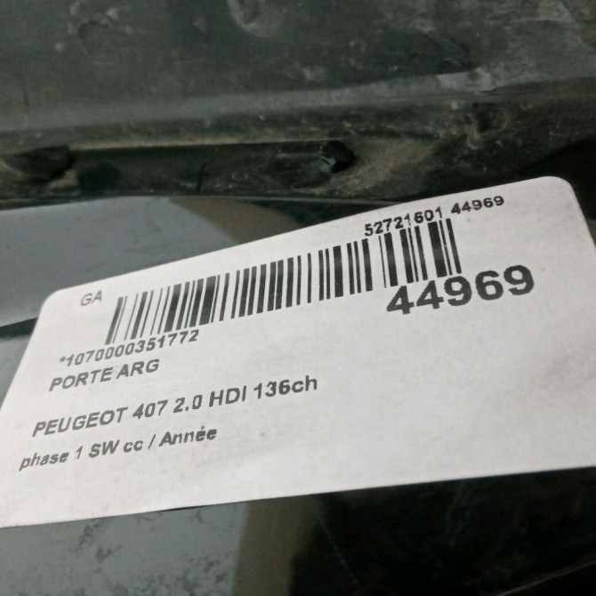 Porte arrière gauche occasion PEUGEOT 407 phase 1 SW 07-2004->07-2008 2.0 HDI 136ch 9006H7 3