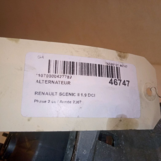 Alternateur occasion RENAULT SCENIC II Phase 2 09-2006->04-2009 1.9 DCI 130ch 8200667618 7