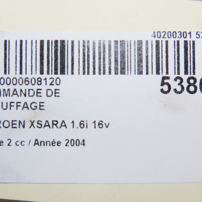Commande de chauffage occasion CITROEN XSARA Phase 2 09-2000->12-2005 1.6i 16v 6451HW 6