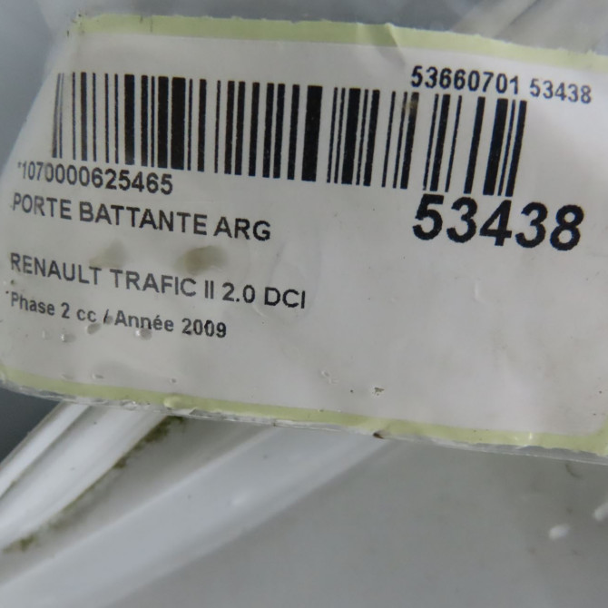 Porte battante arrière gauche occasion RENAULT TRAFIC II Phase 2 08-2006->... 2.0 DCI 16v 115ch 7751472223 7