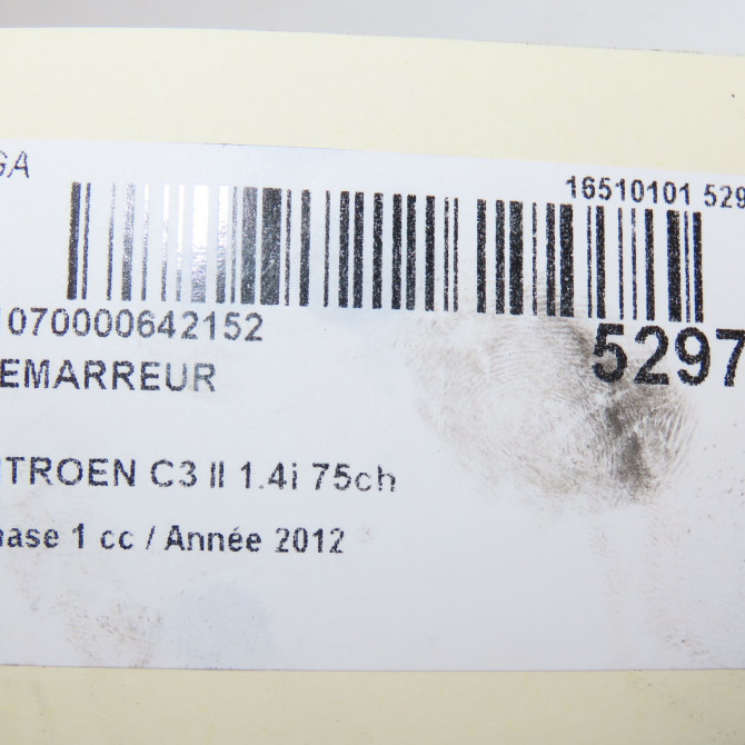 Démarreur occasion CITROEN C3 II Phase 1 11-2009->02-2013 1.4i 75ch 5802C9 7