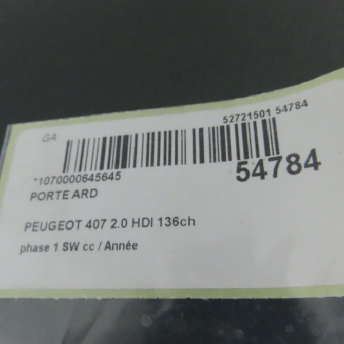 Porte arrière droite occasion PEUGEOT 407 Phase 1 04-1995->04-1999 2.0 HDI 136ch 9008N3 5