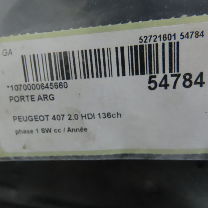 Porte arrière gauche occasion PEUGEOT 407 Phase 1 04-1995->04-1999 2.0 HDI 136ch 9006H7 5
