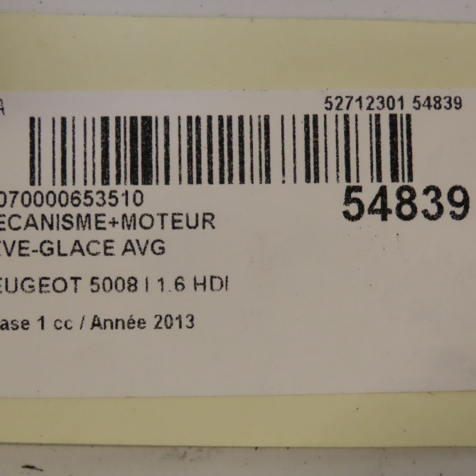 Mecanisme+moteur leve-glace avg occasion PEUGEOT 5008 I Phase 1 11-2009->12-2013 1.6 HDI 112ch 9221FF 7