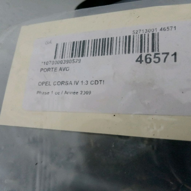 Porte avant gauche occasion OPEL CORSA IV Phase 1 09-2006->12-2010 1.3 CDTI 75ch 93191126 3