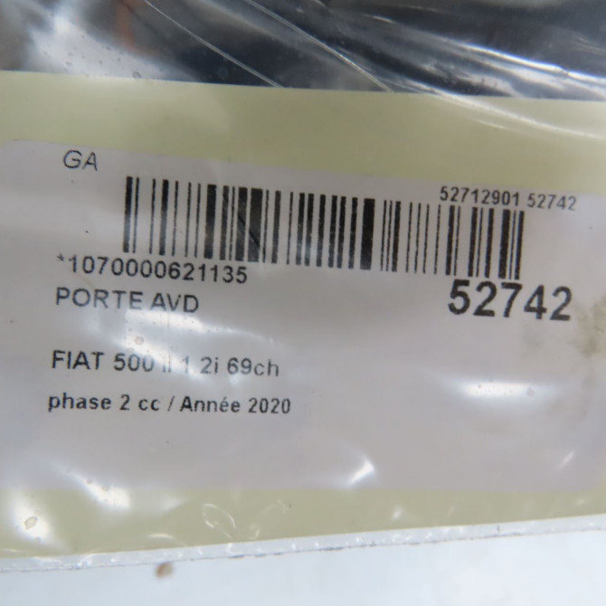 Porte avant droite occasion FIAT 500 II phase 2 04-2014->... 1.2i 69ch 52136362 7