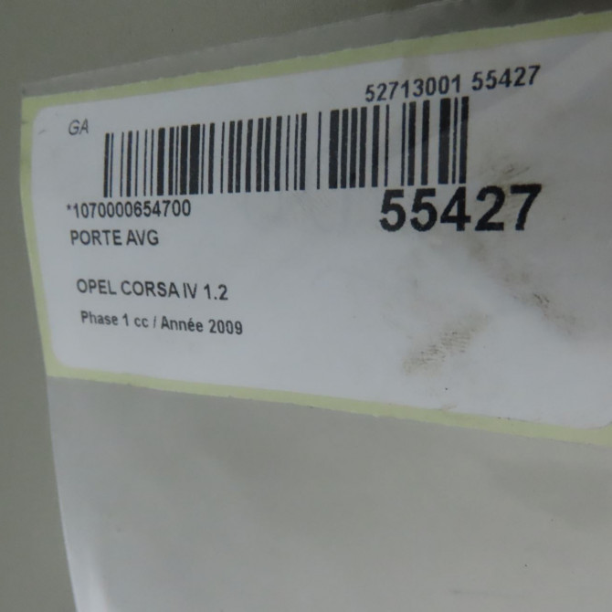 Porte avant gauche occasion OPEL CORSA IV Phase 1 09-2006->12-2010 1.2 TWINPORT 80ch 93191126 6