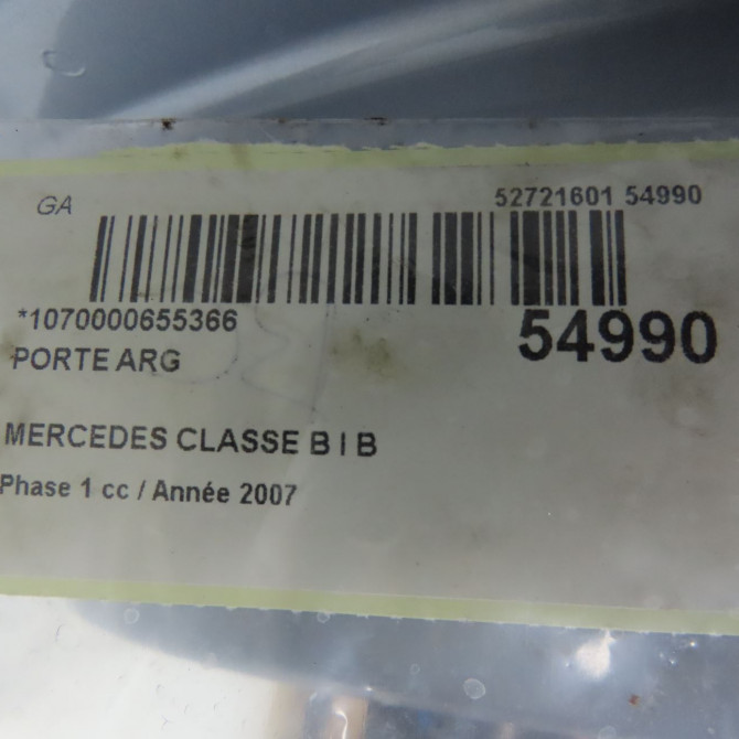 Porte arrière gauche occasion MERCEDES CLASSE B I Phase 1 06-2005->04-2008 B 180 CDI 1697301705 4