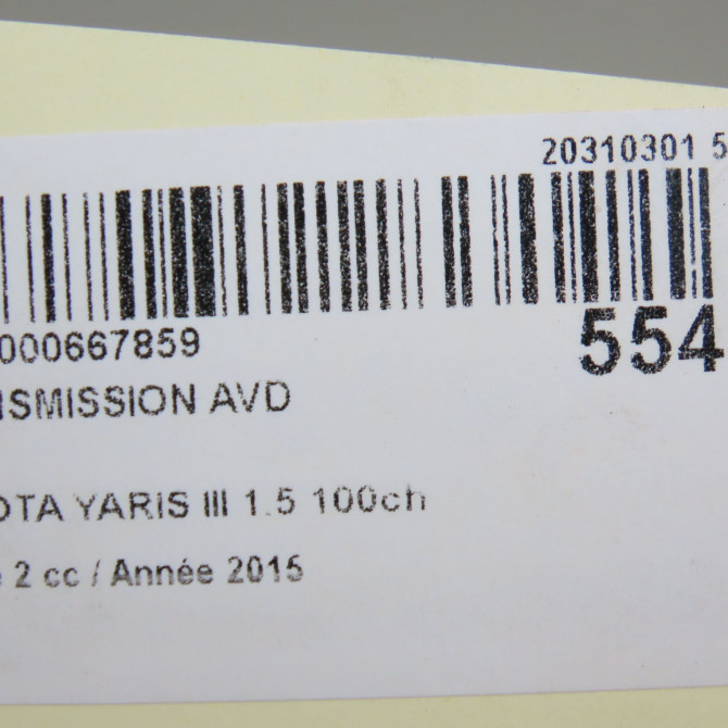 Transmission avant droite occasion TOYOTA YARIS III Phase 2 06-2014->... 1.5 100ch 434100D401 6