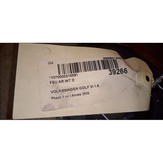 Feu arrière intérieur droit occasion VOLKSWAGEN GOLF VI Phase 1 10-2008->04-2013 1.6 TDI 105ch 5K0945094G 4