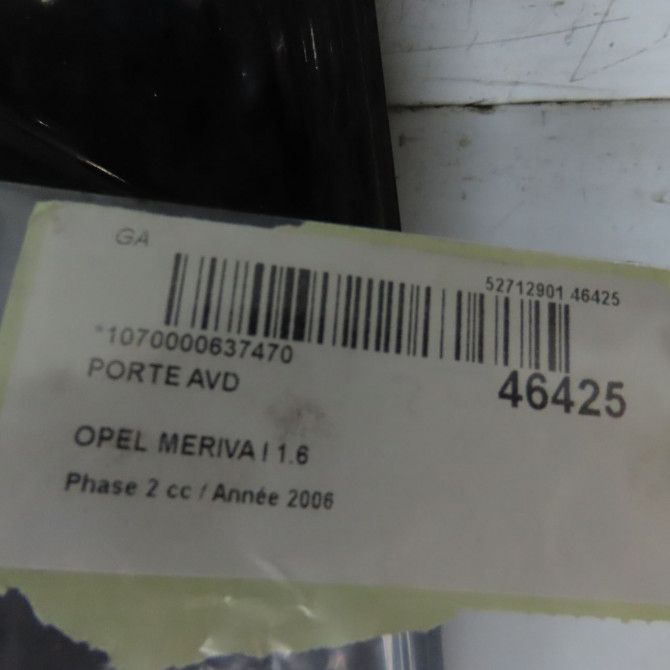 Porte avant droite occasion OPEL MERIVA I Phase 2 01-2006->09-2010 1.6 TWINPORT 13217430 6