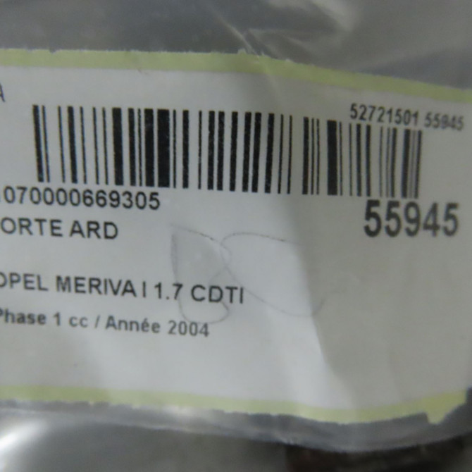 Porte arrière droite occasion OPEL MERIVA I Phase 1 04-2003->12-2005 1.7 CDTI 13149682 5