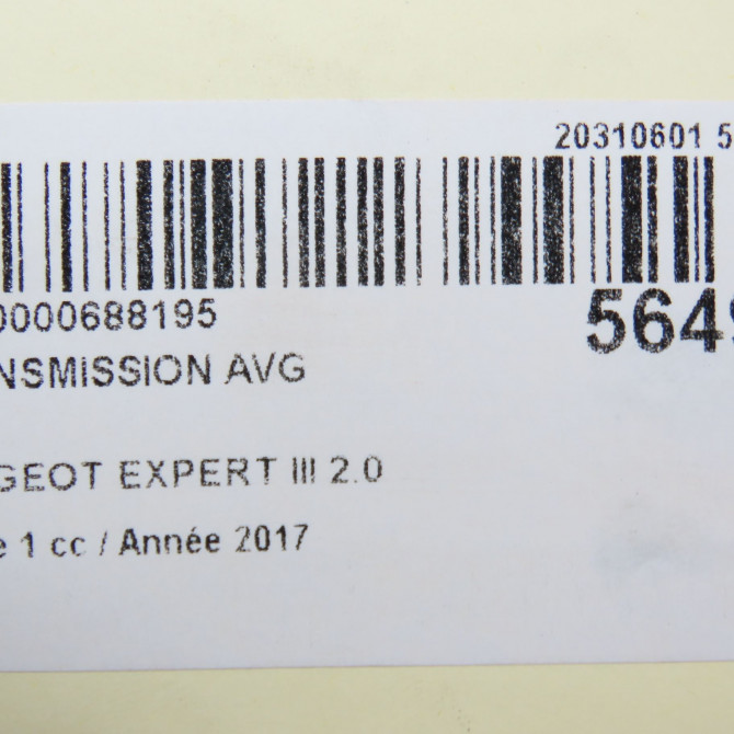 Transmission avant gauche occasion PEUGEOT EXPERT III phase 1 03-2016->... 2.0 BLUEHDI 120ch 9859548080 7