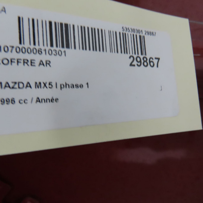Coffre arrière occasion MAZDA MX5 I phase 1 01-1990->02-1998 5