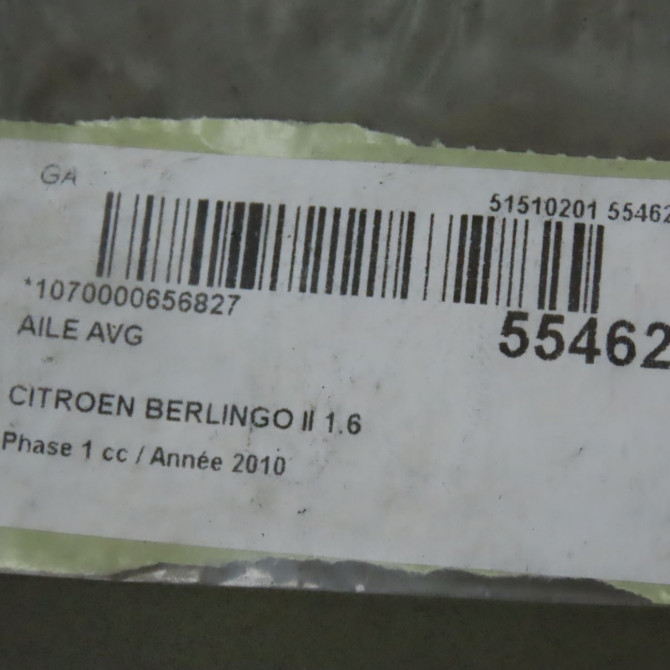 Aile avant gauche occasion CITROEN BERLINGO II Phase 1 05-2008->01-2012 1.6 HDi 8v 110ch 7840W2 6