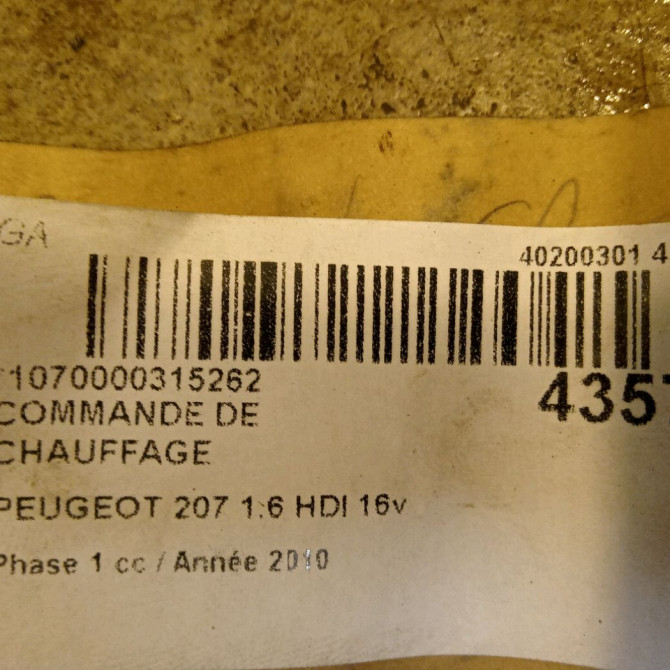 Commande de chauffage occasion PEUGEOT 207 Phase 1 04-2006->06-2013 1.6 HDI 16v 90ch 6452R4 3