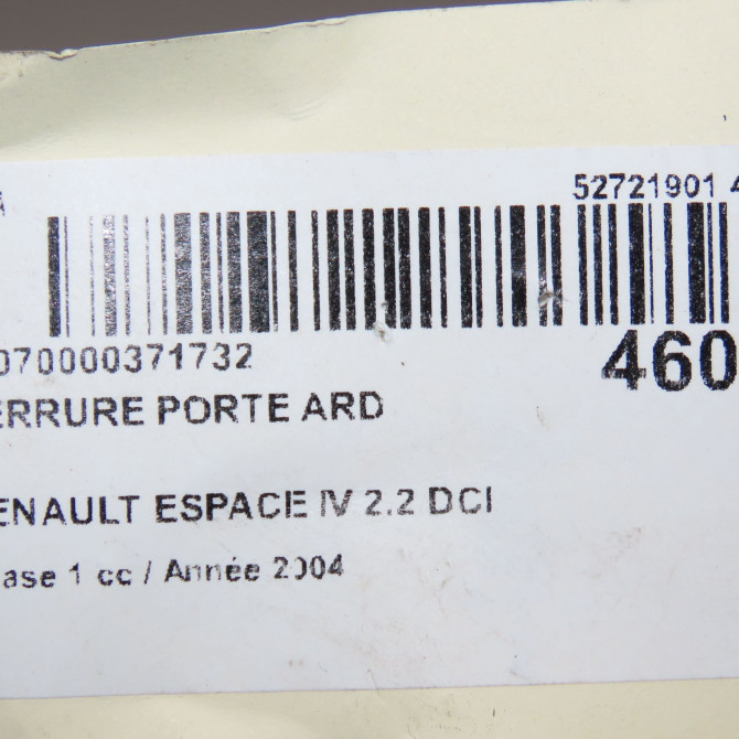 Serrure porte ard occasion RENAULT ESPACE IV Phase 1 09-2002->03-2006 2.2 DCI 8200017959 7